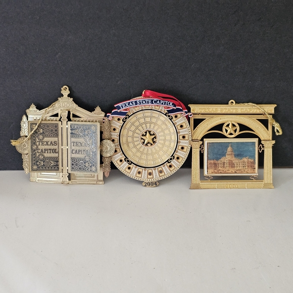 texas capitol gift shop Other - Vintage 2000s Texas Capitol Brass Ornaments Set Of 3